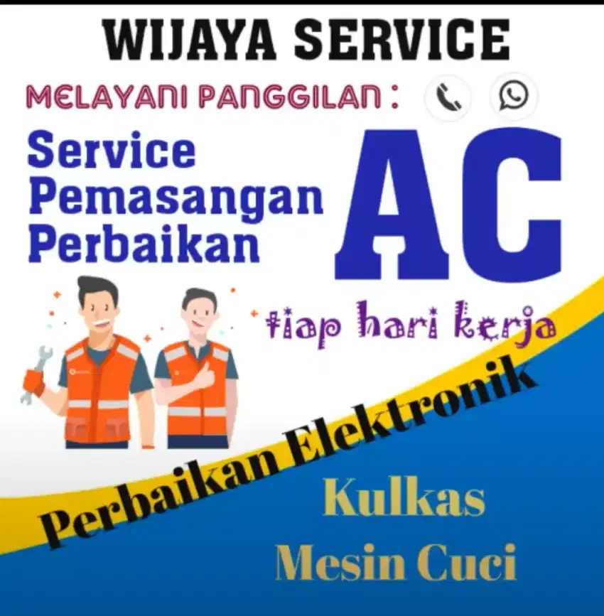 Service dan perbaikan ac,kulkas,mesin cuci listrik dll,tiap hari kerja