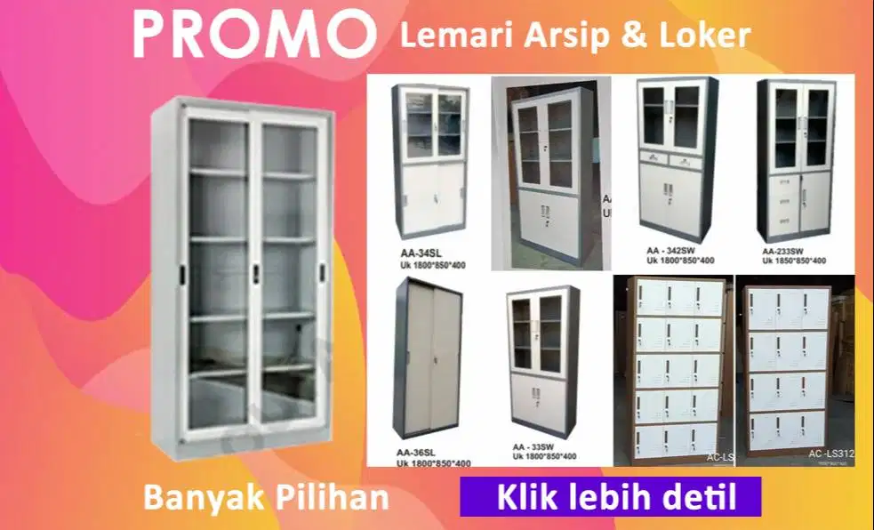 Lemari Arsip 19SW Rak Kantor Loker Locker Besi Cabinet Gratis Ongkir