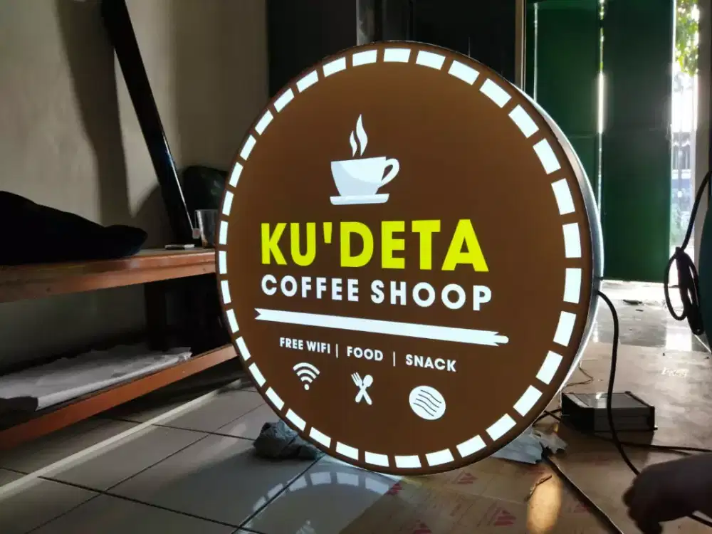 Neonbok neonbox lightbox rambu plang kopi shop coffee cafe kedai