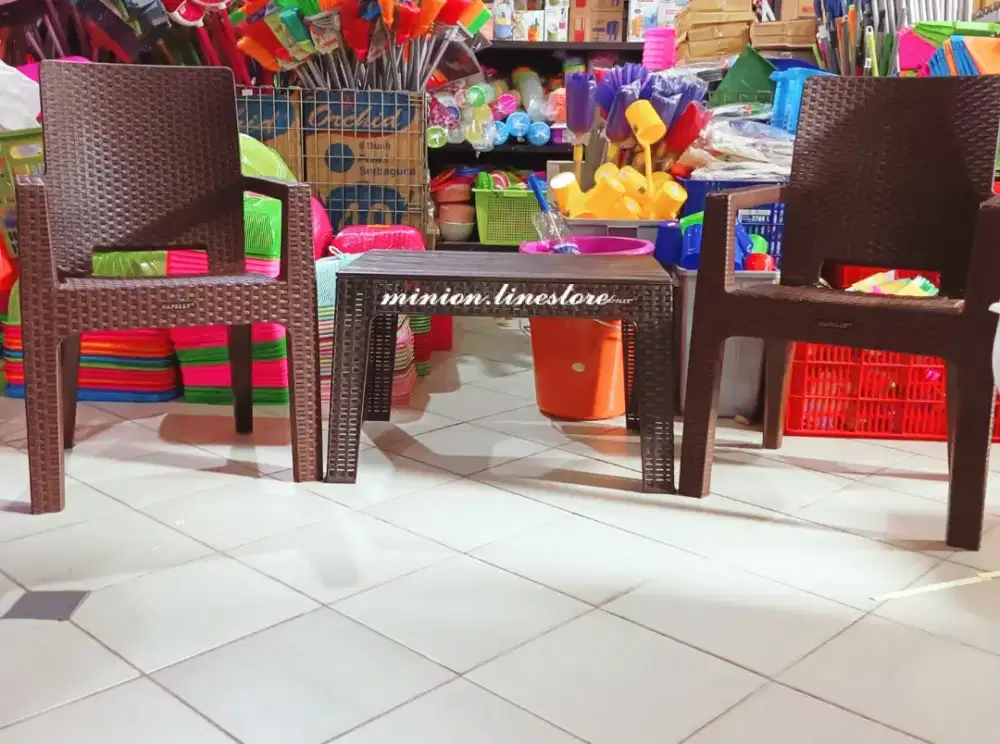 Set Kursi Napolly Tangan 2 pcs Dgn meja panjang Napolly