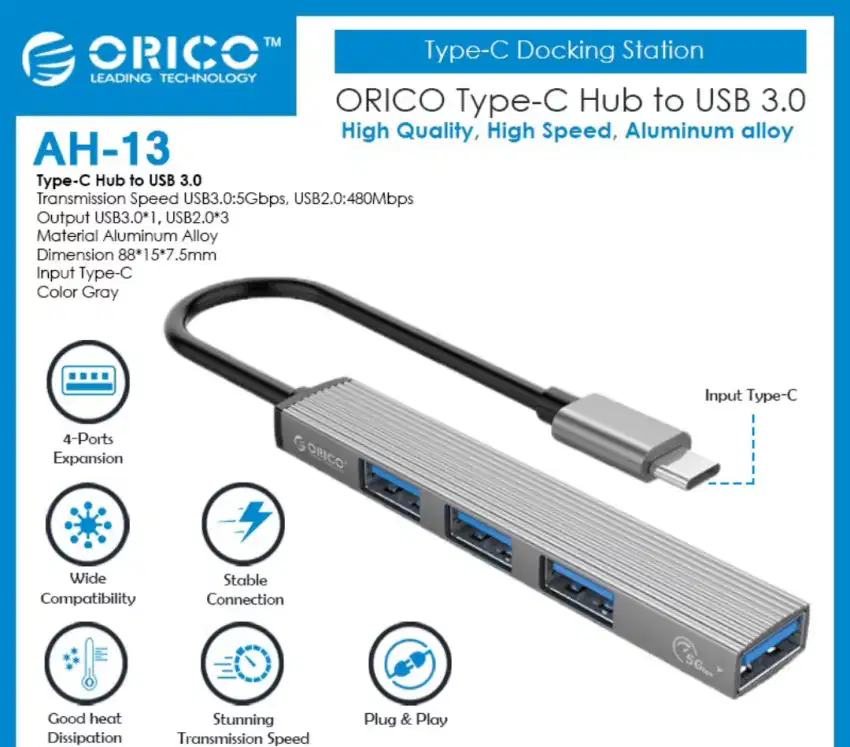 ORICO AH-13 AUKEY HUB Type C to USB Ori