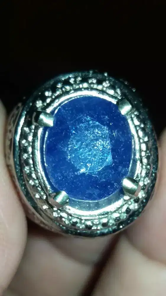 Jual Batu Cincin Permata Blue Sapphire Cutting Bagus