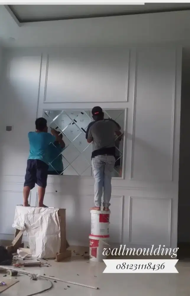 Wallmoulding, wallpanel dan cermin bevel