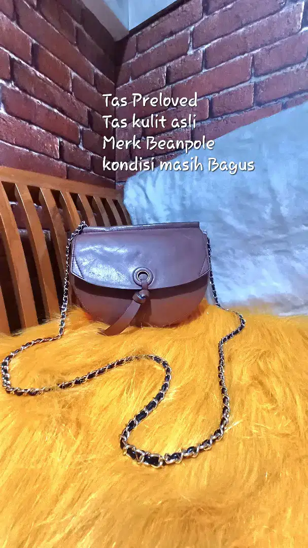Tas kulit asli tali panjang merk beanpole