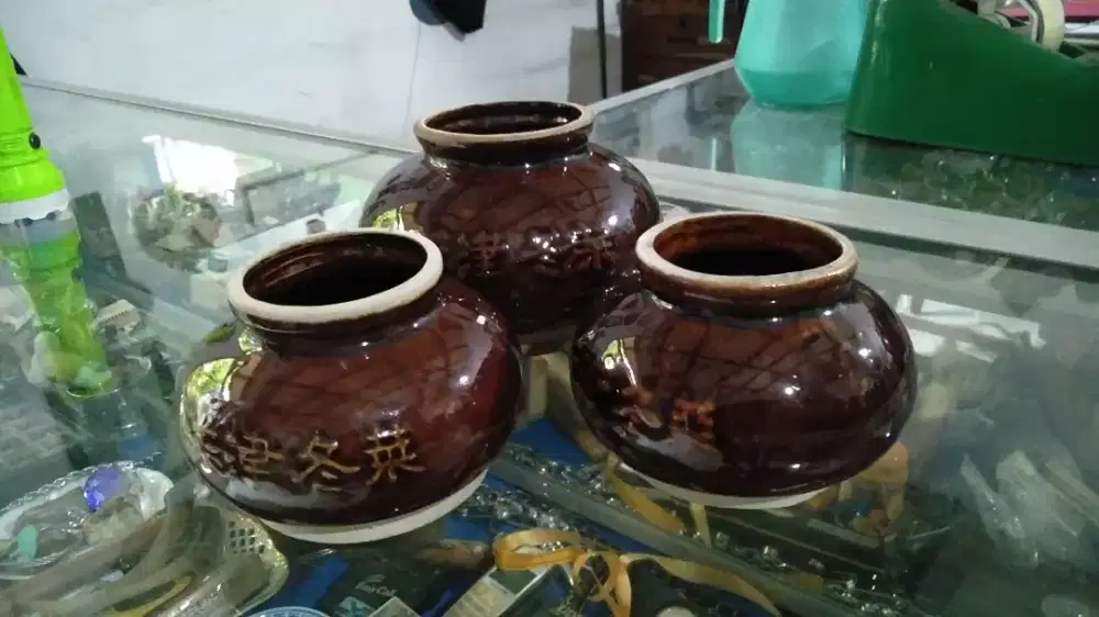 3 Guci Kecil Antik China Lawas