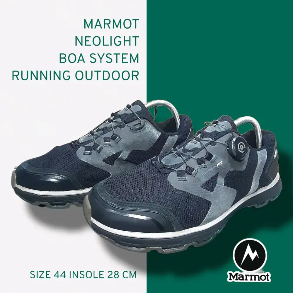 Sepatu Runing Outdoor Marmot BOA SYSTEM - black grey