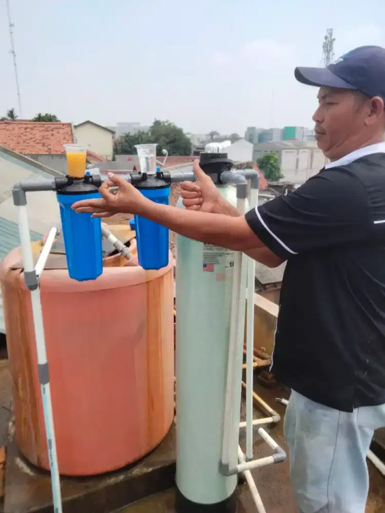 Alat filter saringan air zat besi kapur warna kuning berminyak keruh