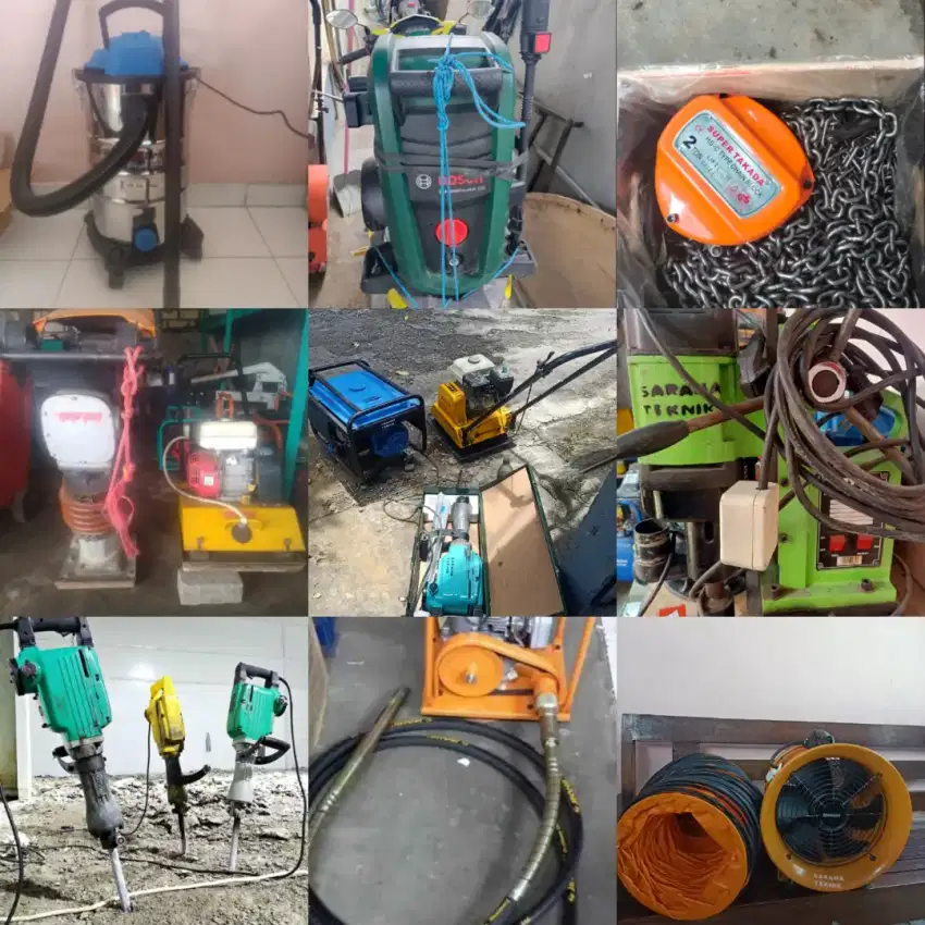 sewa. Vakum. Prassure. Jack hammer/dril. Coring . Pompa air. Stamper
