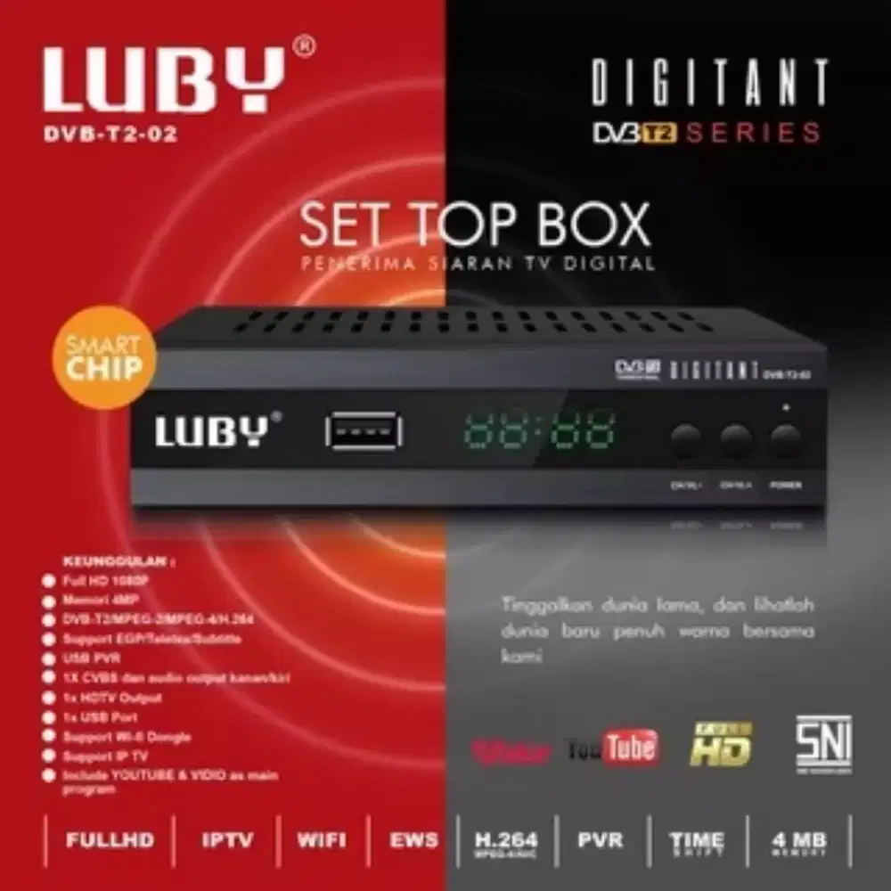 STB Set Top Box Luby T2-01 02, Tangkap Siaran TV digital kualitas ok