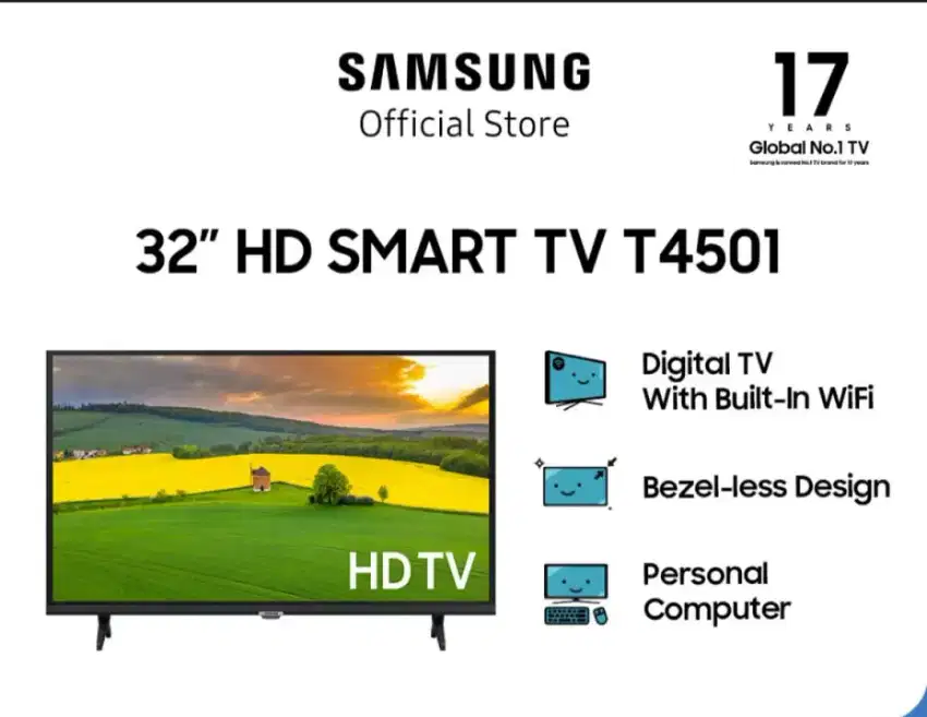 Samsung 32 Smart TV Digital Bezeles Netflix YouTube Garansi Resmi