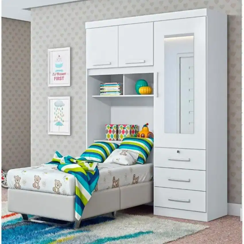 Interior desain kamar tidur,almari pakaian/wardrobe,dipan,backdrop tv