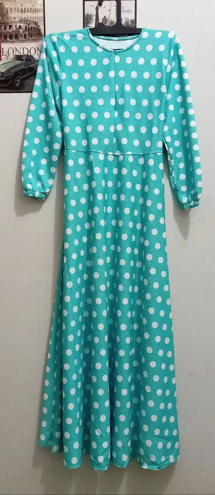 Gamis polkadot wanita Hijau Tosca