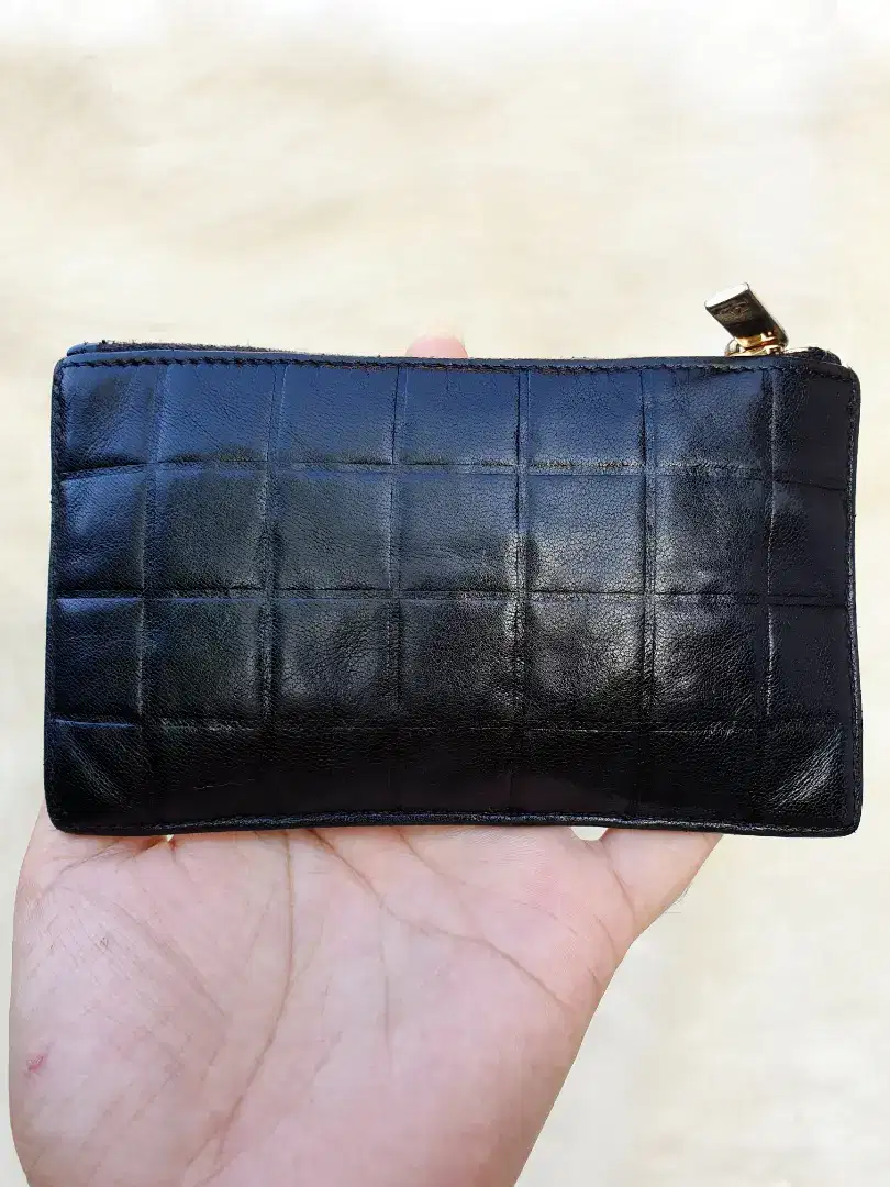 Dompet Import Eks Chanel Kartu Pouch Mini Kulit Asli Hitam Ad No Seri