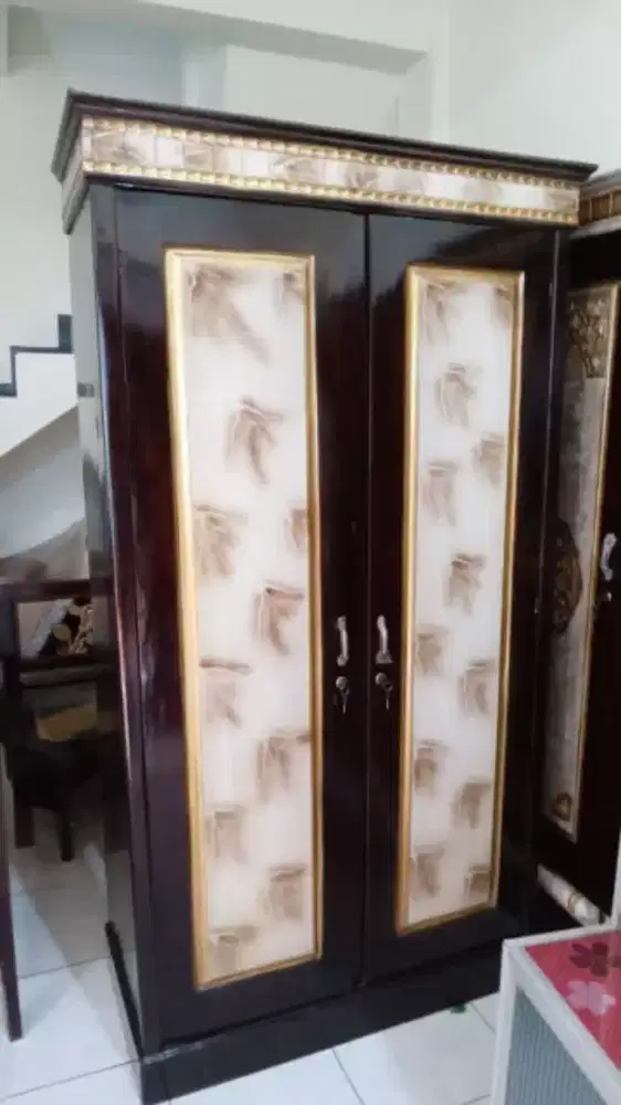 Lemari Pakaian Jati 2pintu Motif Marmer GRATIS KIRIM