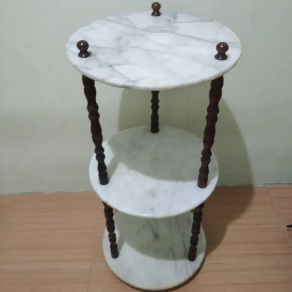 MEJA SUDUT MARMER GRANIT 3 TINGKAT VINTAGE
