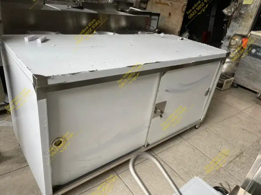 MEJA CABINET DAPUR STAINLESS STEEL / CABINET TABLE SLIDE/SWING DOOR