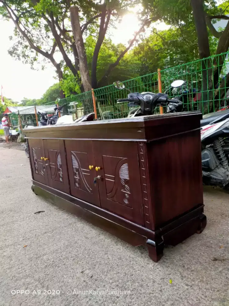 Lemari tv kayu jati Jepara meja kayu jati