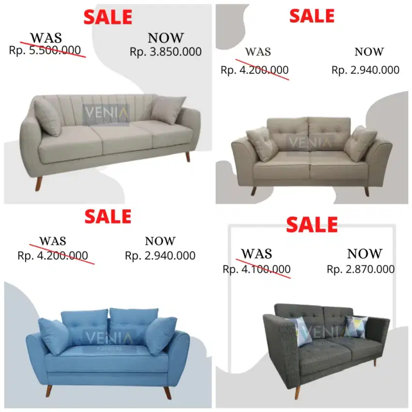 PROMO SALE! Sofa 2 & 3 Dudukan Premium Quality Cash & Credit | VENIA