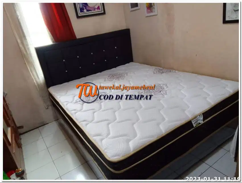 FUL SET DIVAN MINIMALIS SPRINGBED ELITE PLUSTOP TEBAL 33 CM GARANSI 15