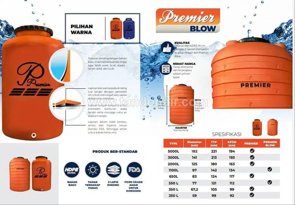 Promo Tandon Air Plastik PRIME PRE 5000 Liter