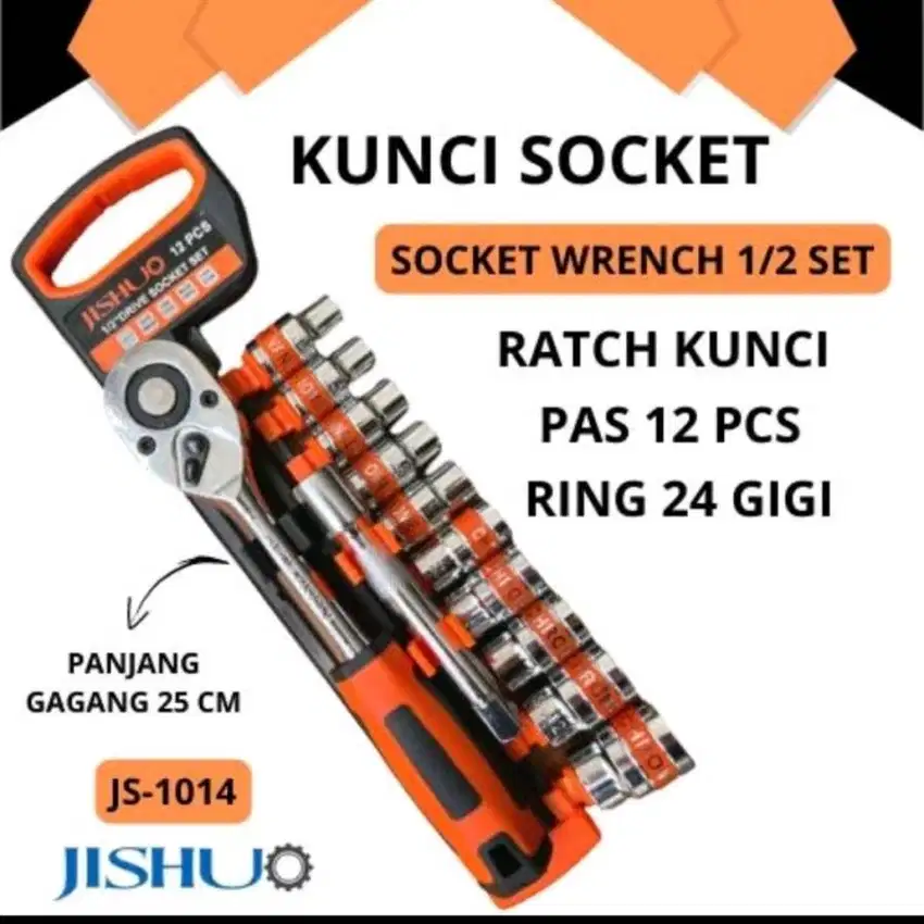 Kunci sok set 1/2 JISHUO 12 set stainless JS1014