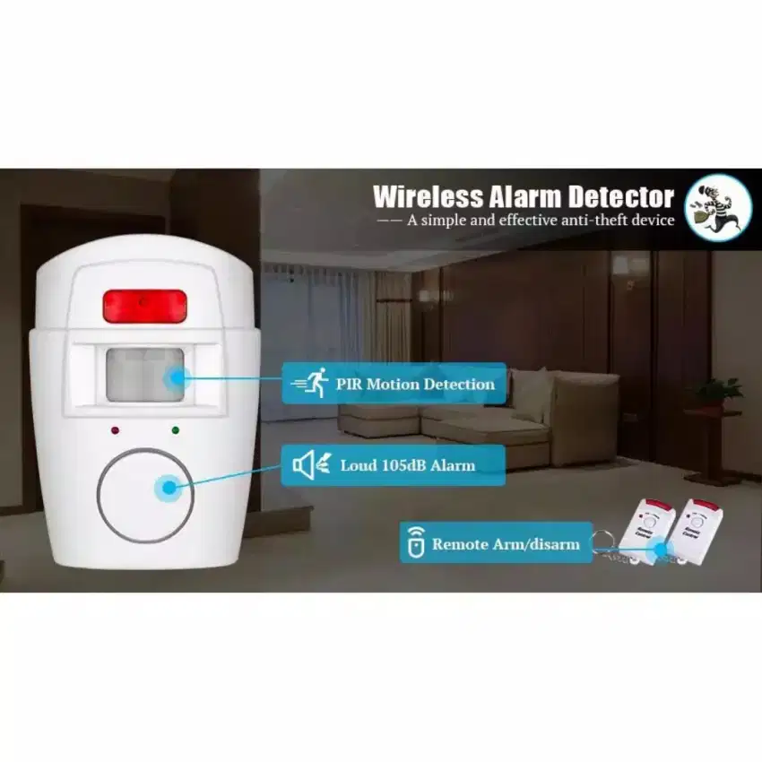 Sr Alarm rumah sensor gerak dengan remote infrared