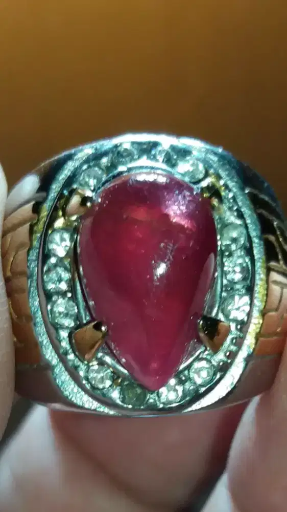Jual Batu Cincin Red Delima Pigeon Ruby Air Mata mode Keren Good