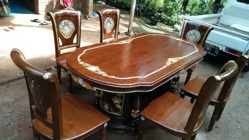 kursi makan salina meja gendong material kayu jati tpk perhutani