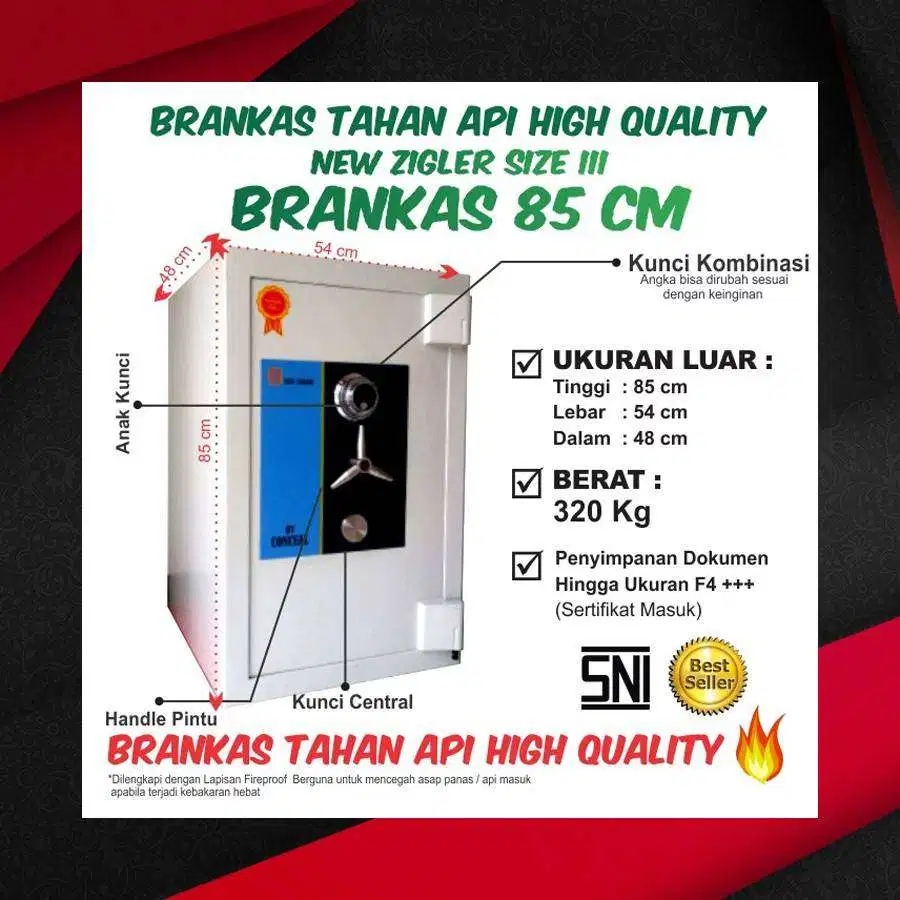 Brankas ZIGER NEW ZN-S Kondisi Baru Brangkas Tahan Api Safety Box