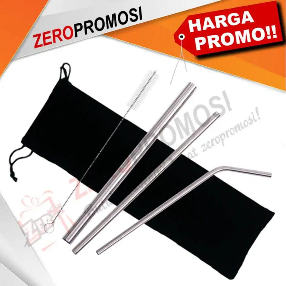 Souvenir Sedotan Stainless Pouch Custom Logo