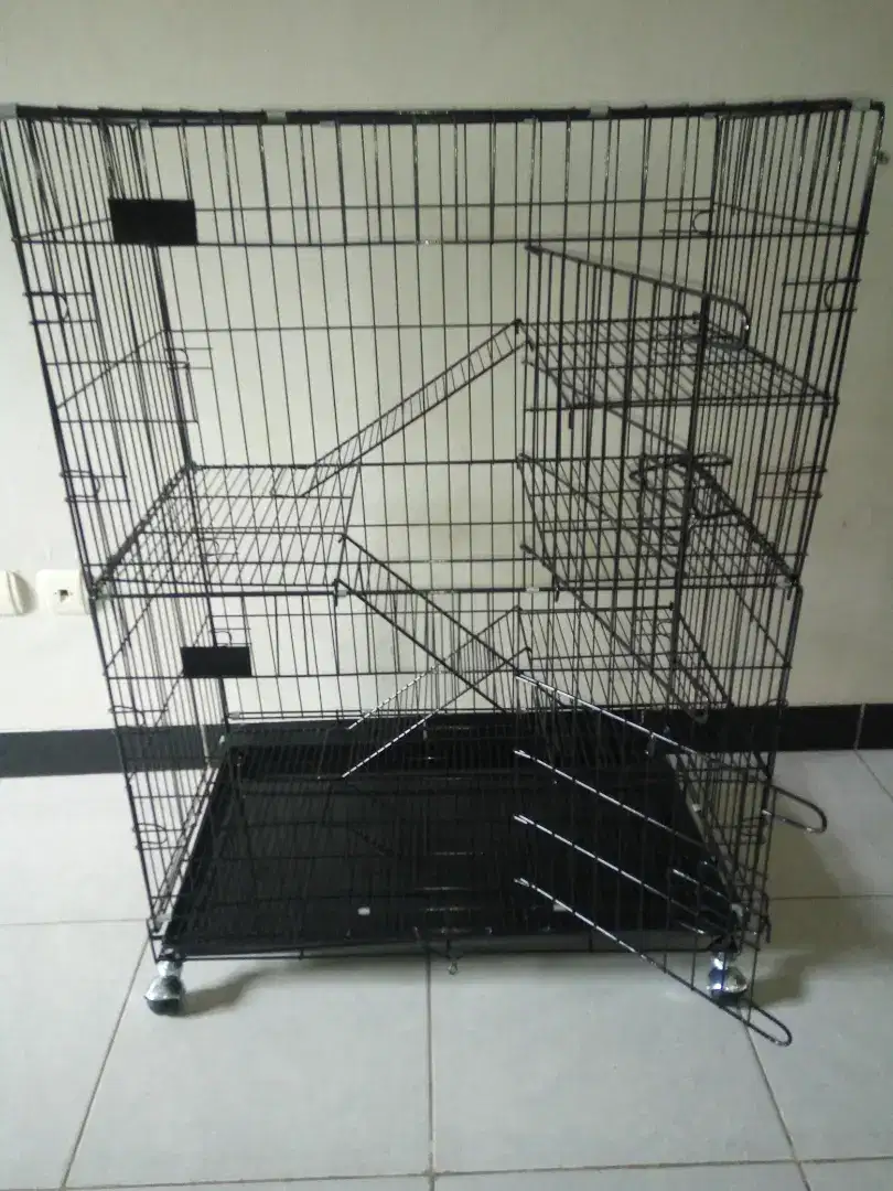 Kandang kucing dll 90cm 3 tingkat full roda baru stock siap kirim