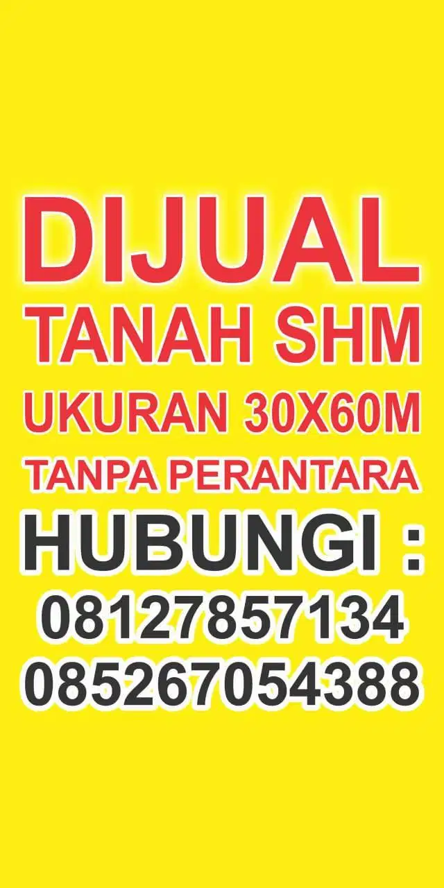 Jual tanah pinggir jalan luas +- 1800 meter