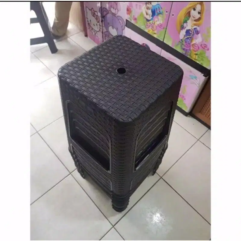 NEW Kursi Plastik Bangku Tempat Duduk Meja Seat Corak Rotan