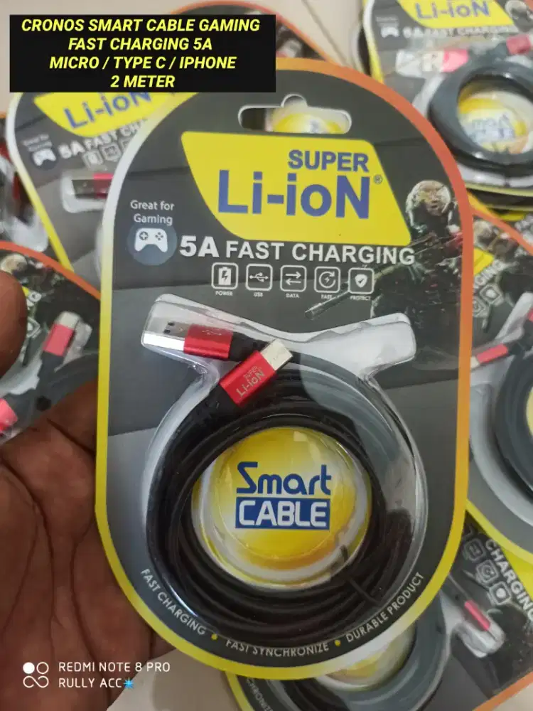Kabel data Charger Gaming Super Li Ion 5A / 2M Micro Type C iPhone