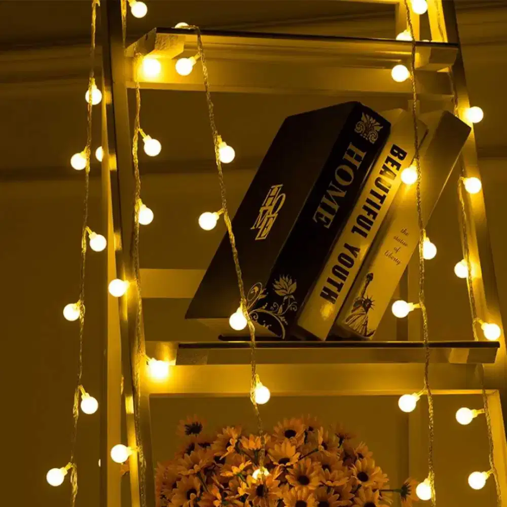 Lampu hias gantung bohlam mini Waterproof Warm White 6meter