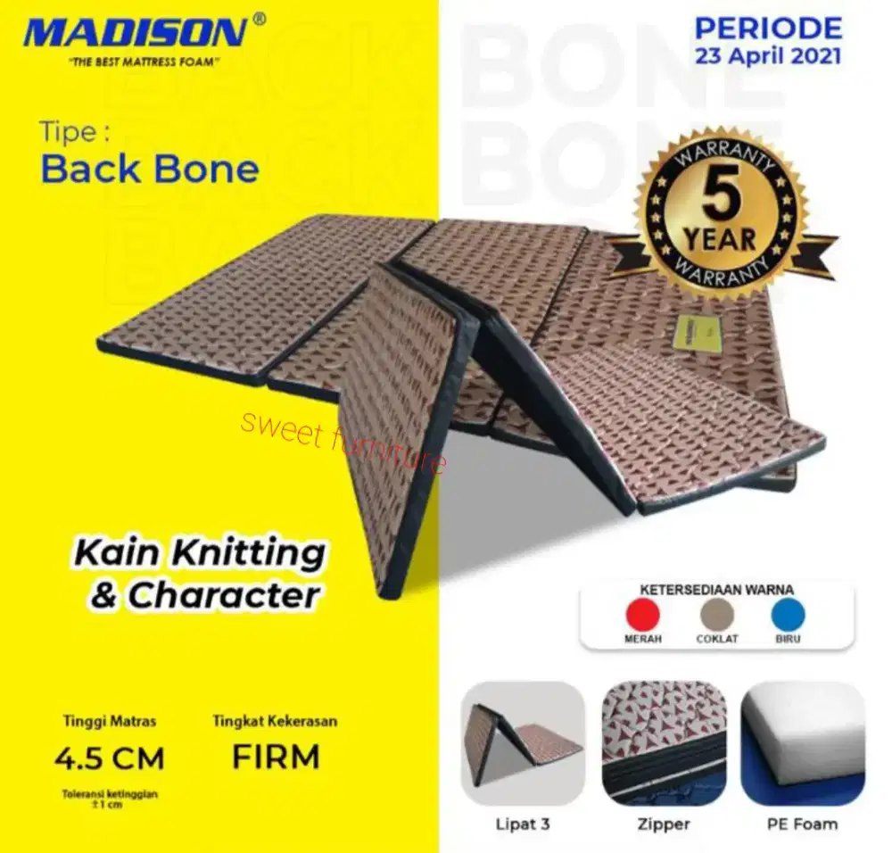 Tilam busa lipat keras back bone