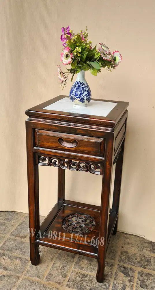 Meja sudut cina kombinasi marmer