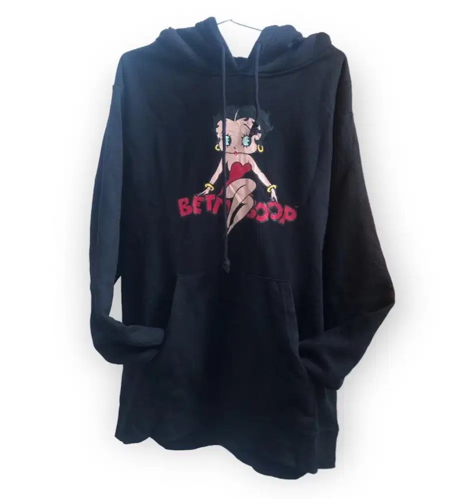 hoodie vintage betty boop hitam l-xl