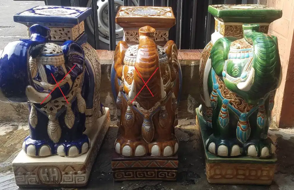 Gajah keramik Thailand warna hijau tinggi 55 cm, bisa TT  barter brg