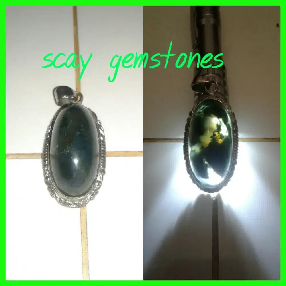 natural batu akik lumut suliki liontin