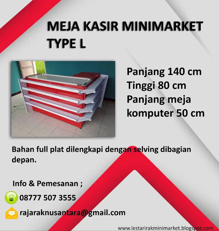 Meja Kasir Toko Minimarket Tipe L