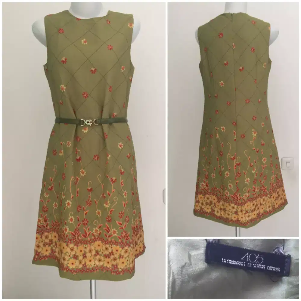 Preloved dress hijau kuning floral