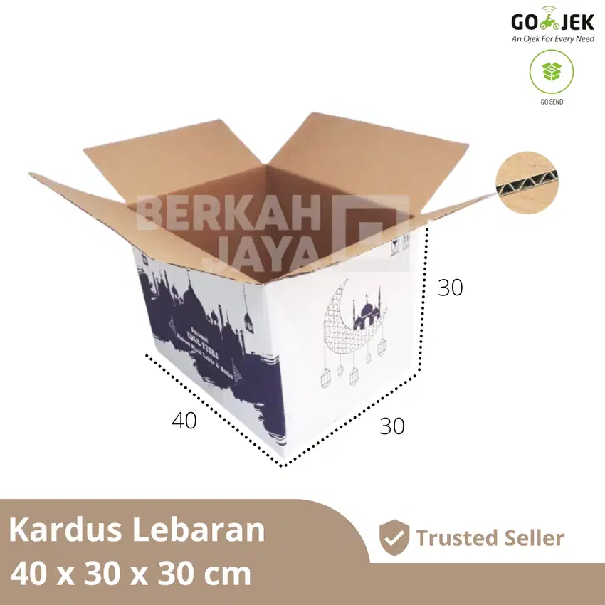 Kardus Lebaran Putih / Box Parcel / Idul Fitri / 40 x 30 x 30 cm