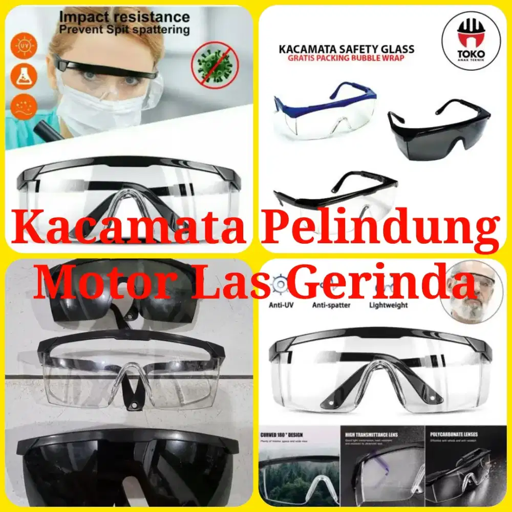 TT Kacamata Kerja Bening Tukang Mekanik Motor Las Gerinda Google Murah