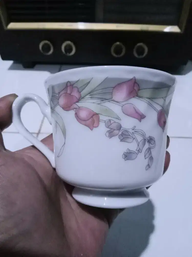 Cangkir antik 4pc tea set klasik gelas keramik cantik vintage jadul