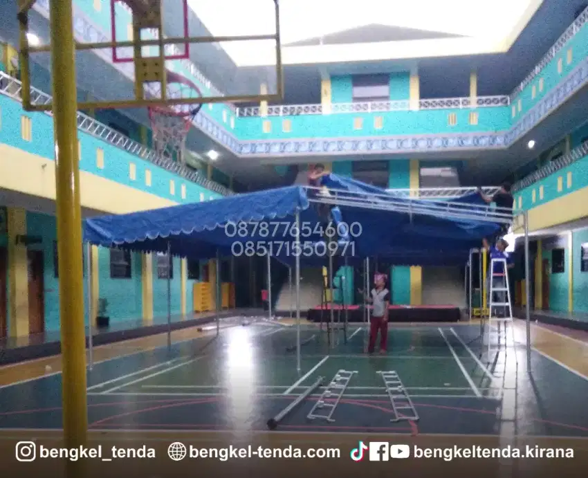 Tenda Datar | Tenda Pesta | Rangka Besi Galvanis Terpal PVC Terpaulin