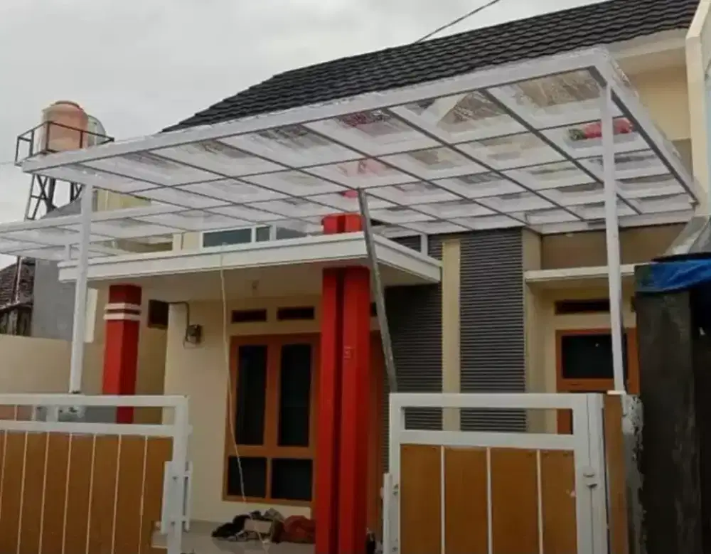 Kanopi rangka hollow atap polycarbonate JX