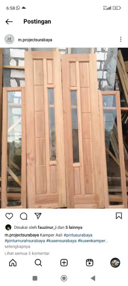 Pintu kupu tarung kayu kamper dll