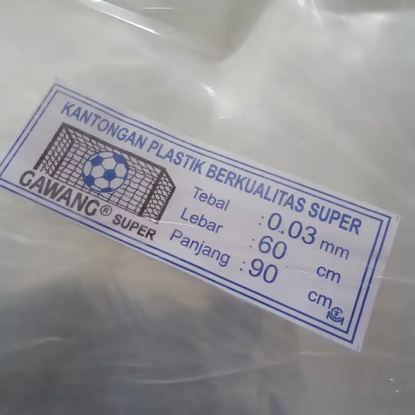 Plastik PP pembungkus cap Gawang 0,03x60x90