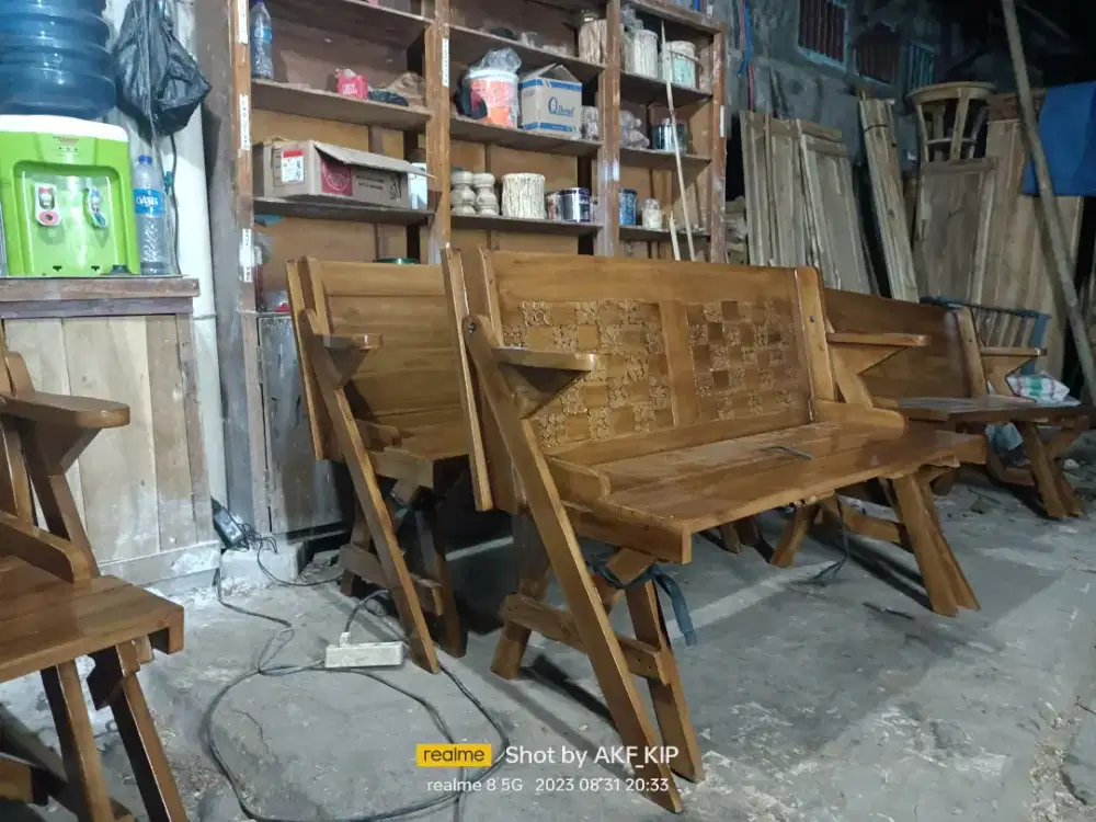 Kursi lipat meja lipat kayu jati